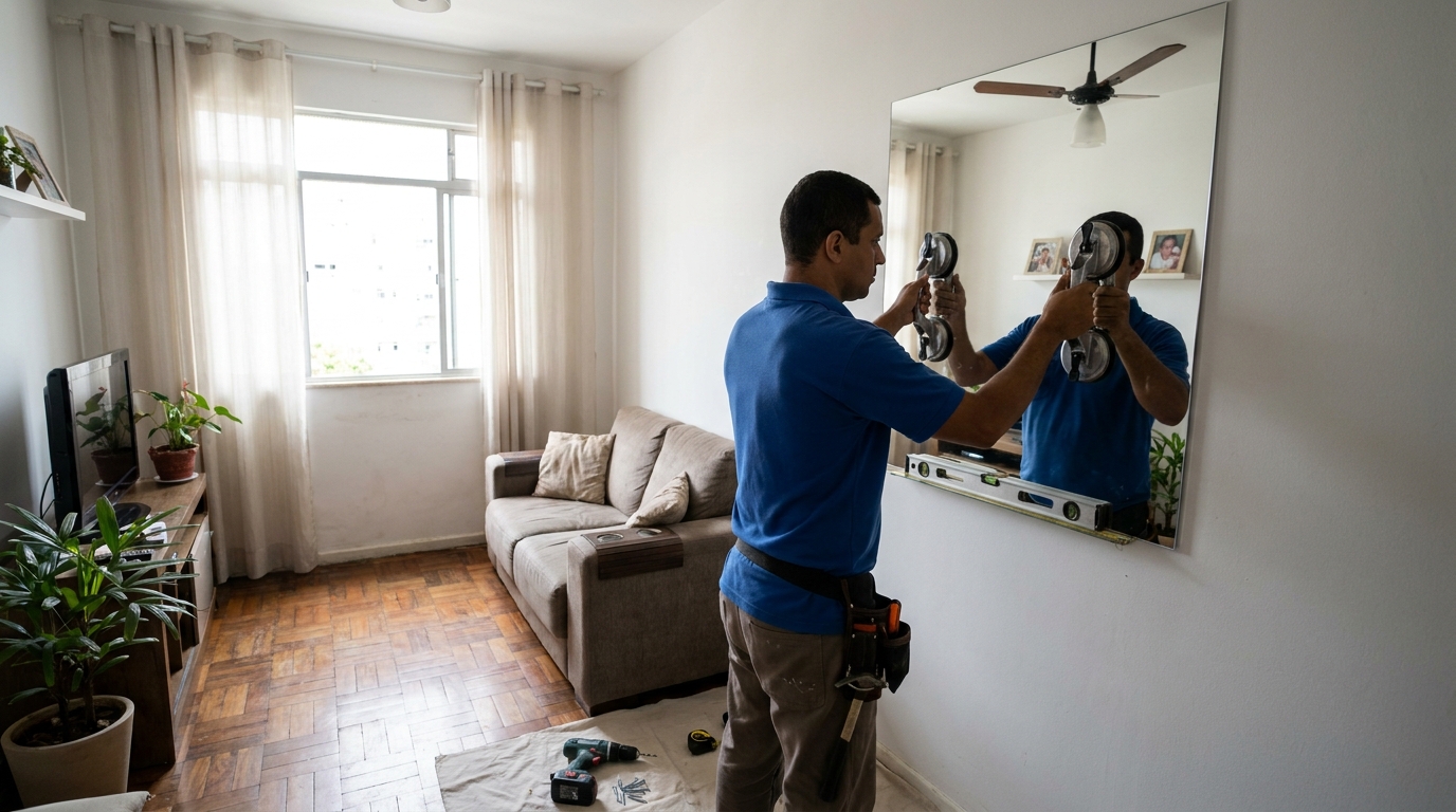 Espelho sob medida com parquet em Piracicaba-SP